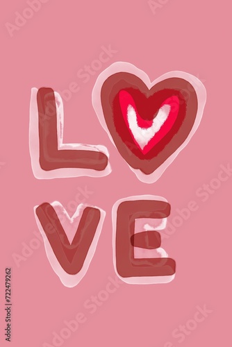 Love with a heart Hand drawn illustration, valentines day card