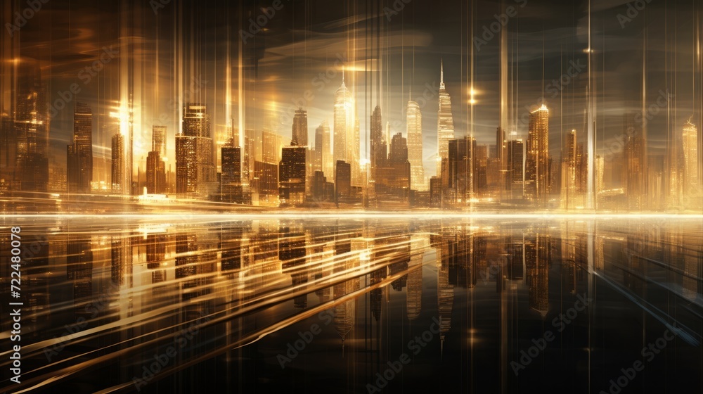 City at speed in golden tones. Neural network AI generated art City at speed in golden tones. Neural network AI generated art