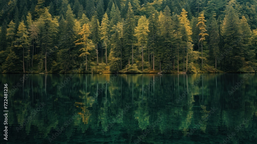 a forest filled with lots of green trees next to a body of water with lots of water in front of it. a forest filled with lots of green trees next to a body of water with lots of water in front of it.