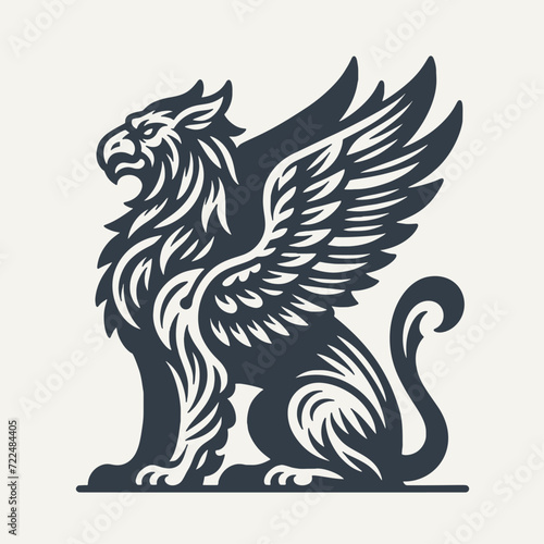 Griffin. Vintage woodcut engraving style vector illustration.