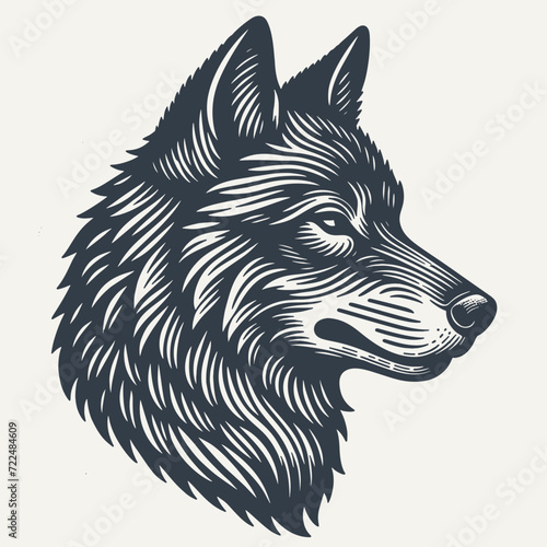 Wolf Head. Vintage woodcut engraving style vector illustration.