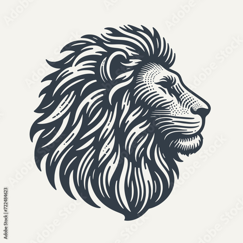 Lion Head. Vintage woodcut engraving style vector illustration.