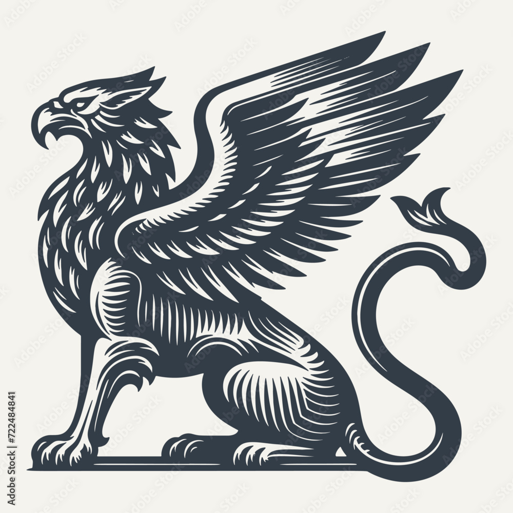 Wall Mural Griffin. Vintage woodcut engraving style vector illustration.