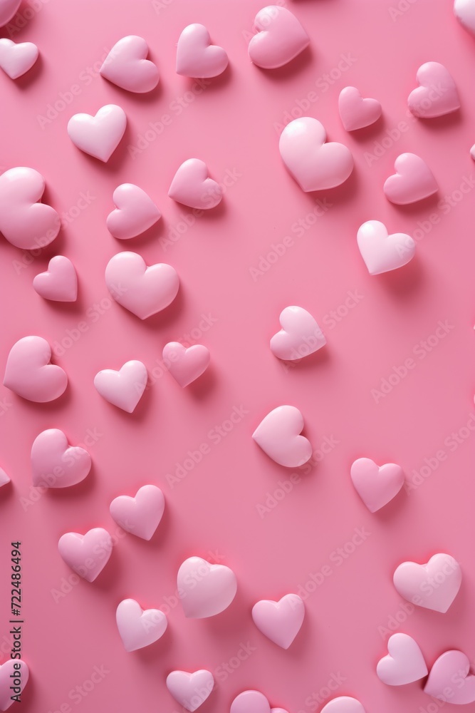 A vibrant and romantic image featuring an abundance of pink hearts on a pink background. Perfect for Valentine's Day promotions or any love-themed projects