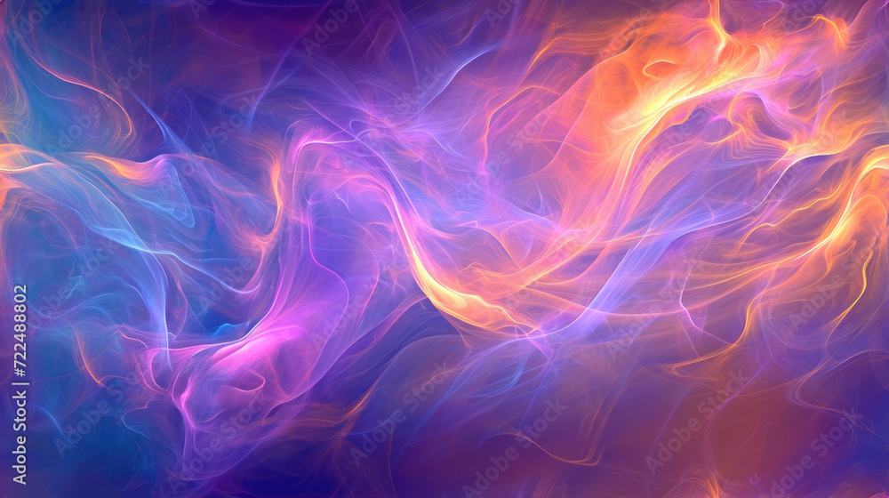 Fototapeta premium a close up of a blue, orange, and pink background with a large amount of smoke coming out of it.