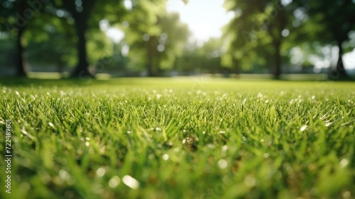 A peaceful scene of a field of grass with trees in the background. This image can be used to depict nature, landscapes, or the beauty of the outdoors