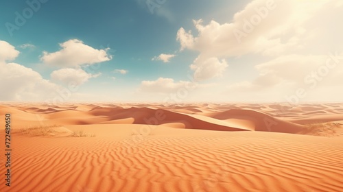 Desert scene with sand dunes under a clear blue sky. Perfect for travel and nature-themed projects