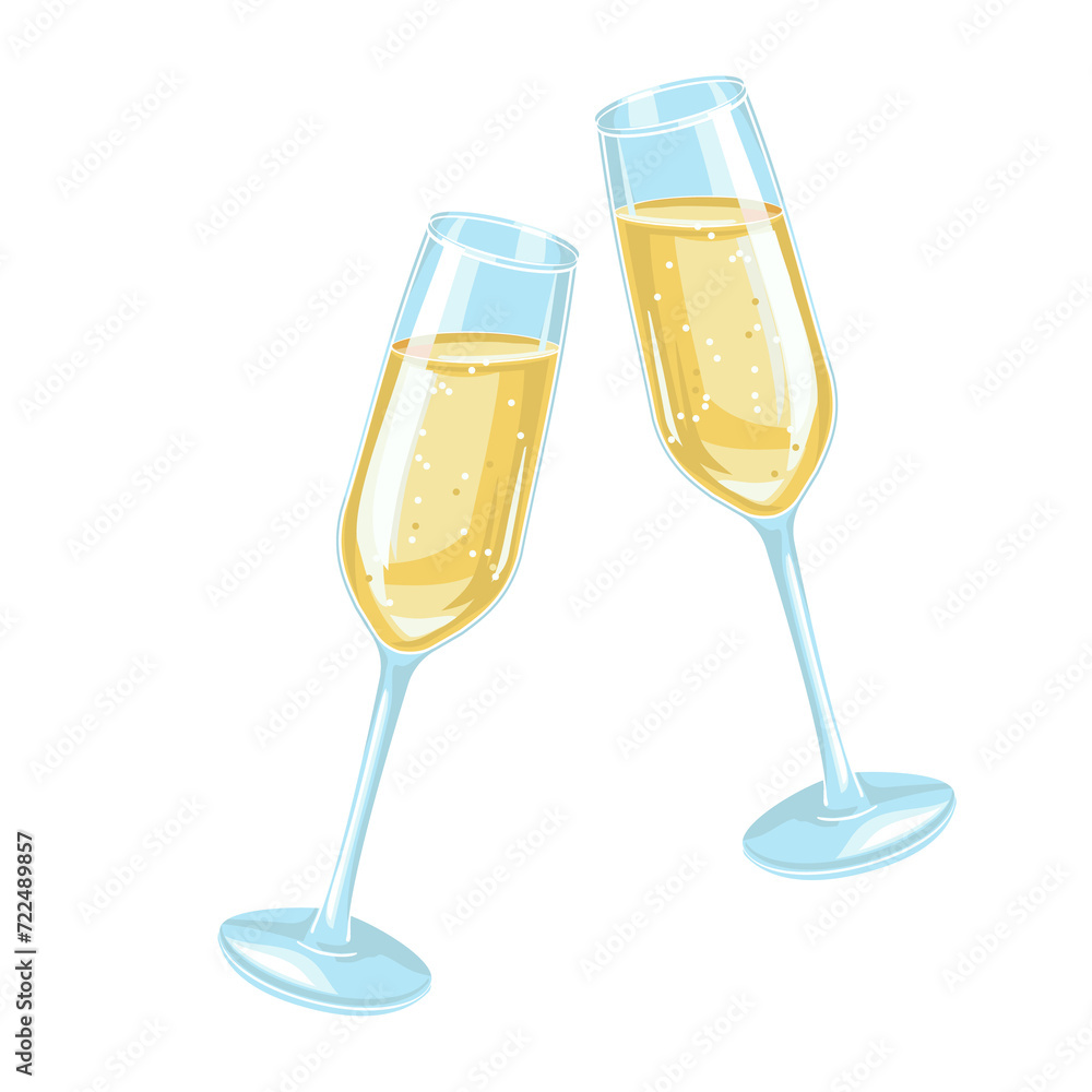 two glasses of champagne color illustration two glasses of champagne color illustration