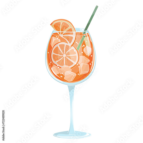 aperol spritz cocktail with slices of orange	
