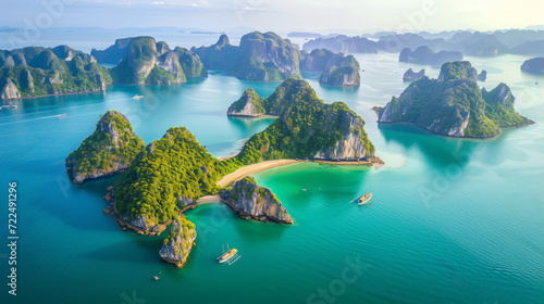 Aerial View Of Ha Long Bay From Cat Ba Island Fam. photo