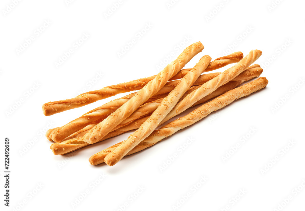 Bread Sticks, Pretzel Straws, Sesame Grissini, Pretzels Snack with Sesame Seeds, Long Rusks