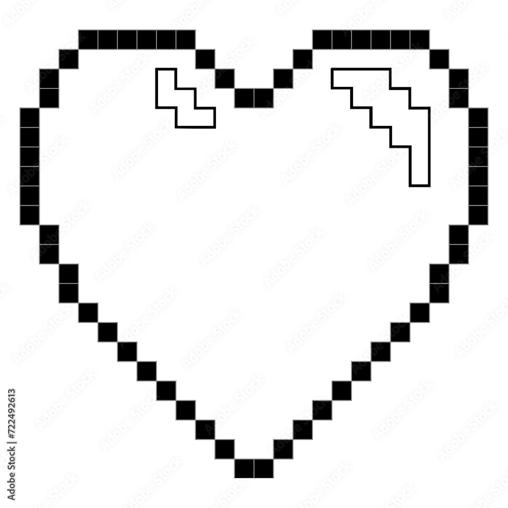 Minimalist pixelated heart. Heart made with squares symbolizing pixels