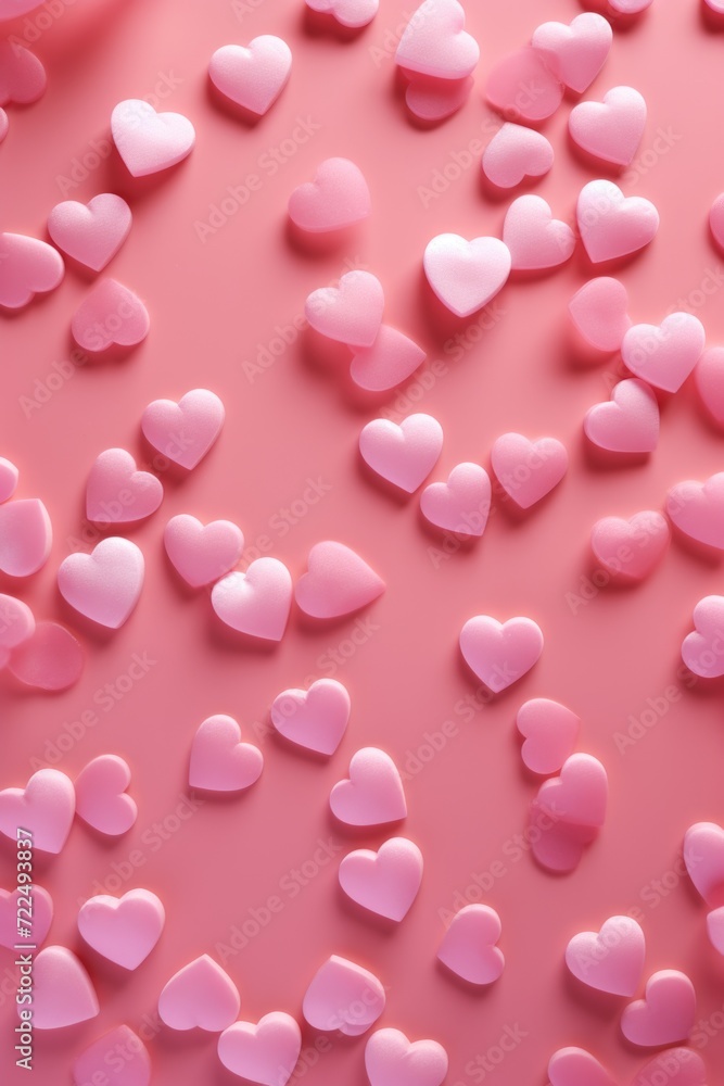 A vibrant image featuring numerous pink hearts on a pink background. Perfect for expressing love and affection.