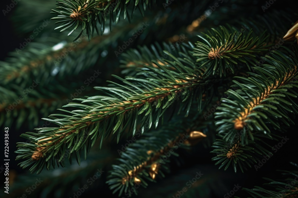 A detailed view of a pine tree branch. Can be used for nature-themed designs and illustrations