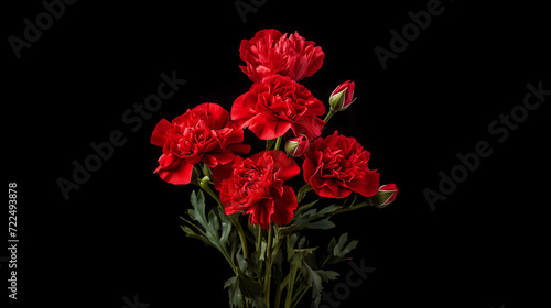 Red carnation flowers on dark background