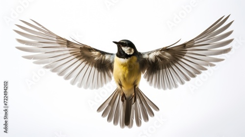 A bird with its wings spread out in the air. Suitable for nature and wildlife themes