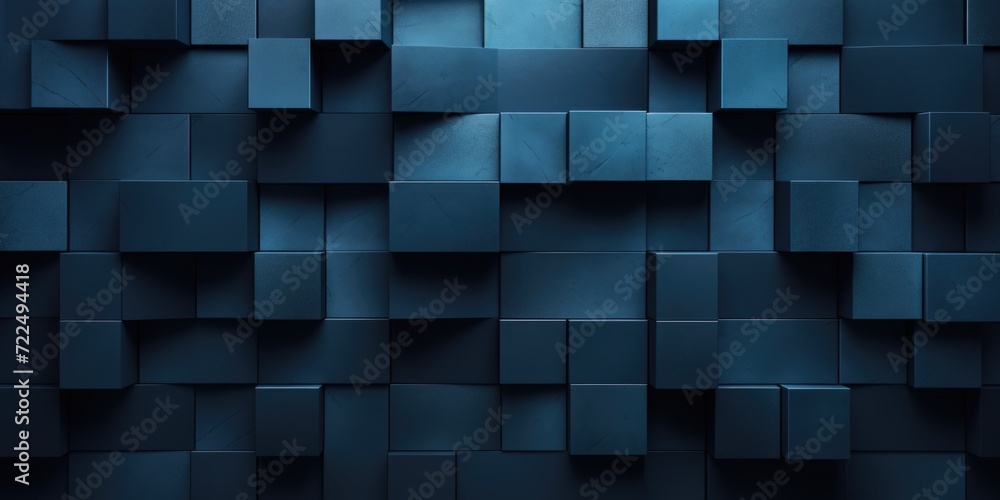 A wall made up of blue cubes. This image can be used to represent creativity, modern design, or a unique pattern A wall made up of blue cubes. This image can be used to represent creativity, modern design, or a unique pattern