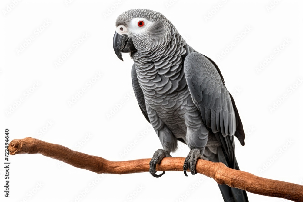 Obraz premium A parrot perched on top of a wooden branch. Suitable for tropical, nature, and wildlife themes