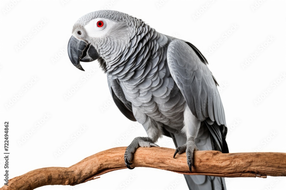Naklejka premium A parrot sitting on top of a wooden branch. Perfect for nature-themed designs or tropical illustrations