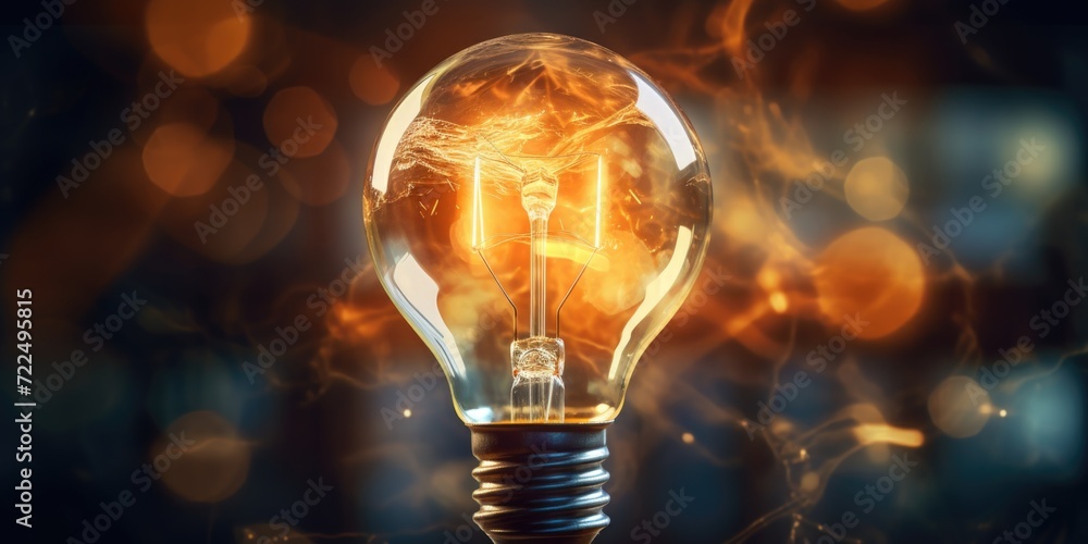 A light bulb with a glowing brain inside, representing creativity and intelligence. Can be used to illustrate ideas, innovation, and brainstorming concepts - obrazy, fototapety, plakaty 