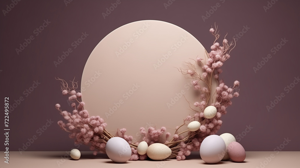 easter eggs with flowers background podium easter eggs with flowers background podium