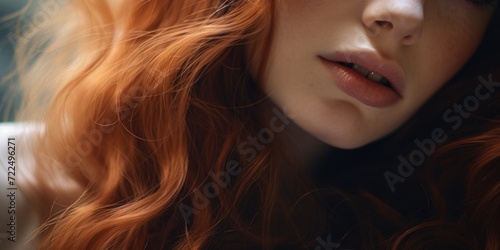 A close-up view of a woman with stunning long red hair. This image is perfect for beauty, fashion, or lifestyle-related projects © Fotograf