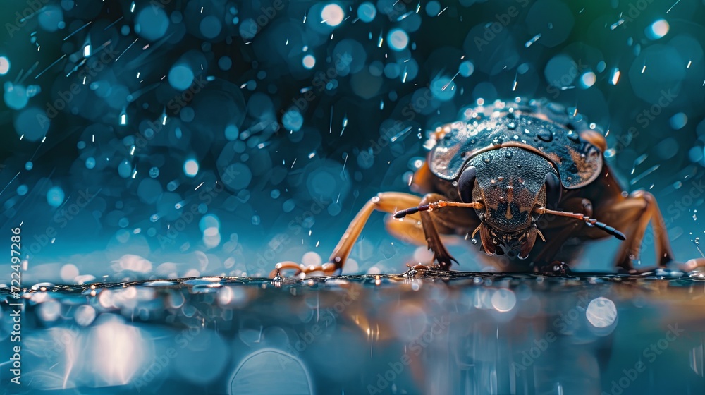 Small cute bug insect under rain forest wallpaper background Small cute bug insect under rain forest wallpaper background