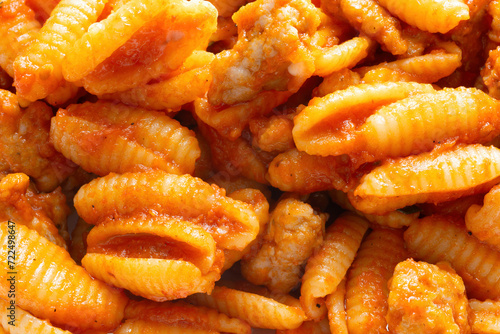 Obraz na płótnie gnocchetti pasta in sausage tomato sauce w salonie