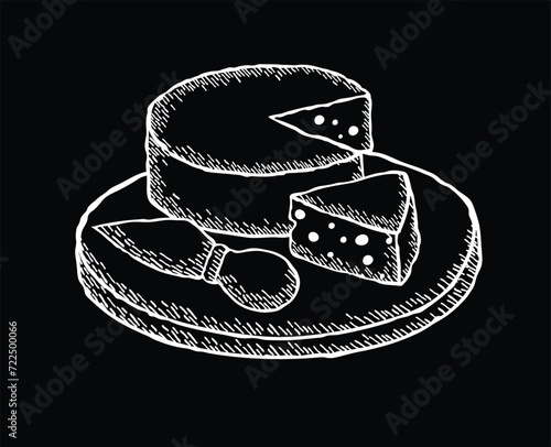 Vector illustration of a cheese on a board 