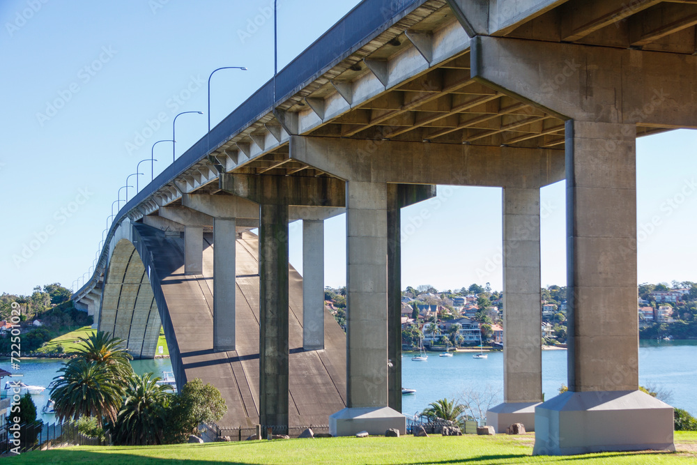 Gladesville Bridge from Cambridge Road Reserve in Drummoyne, Sydney, Australia