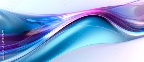Hyper-realistic purple and blue abstract wave design with shiny/glossy style. Physically based rendering, flowing forms, light gray, and light blue hues