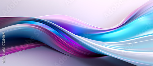 Shiny abstract wave in purple and blue, with physically based rendering. Hyper-realistic water, flowing forms in light gray and light blue. Perfect for vibrant, glossy designs