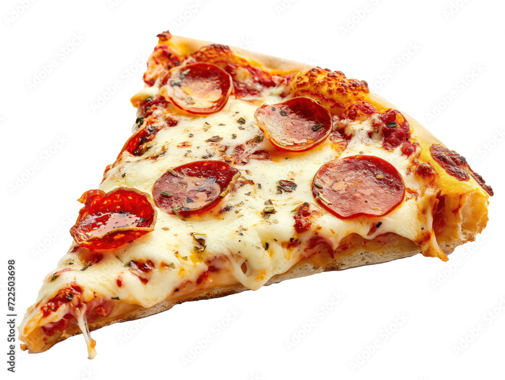 Um pedaço de pizza com muito queijo e pepperoni em fundo transparente Um pedaço de pizza com muito queijo e pepperoni em fundo transparente