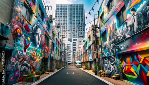 Artistic Revival: City Alley Blooms with Vibrant Murals, Celebrating Urban Artistry and Community Collaboration © Bartek