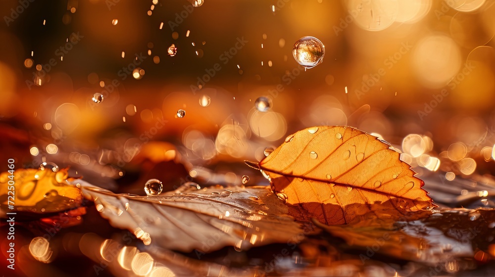 Autumn leaf falls down in the rain wallpaper background Autumn leaf falls down in the rain wallpaper background