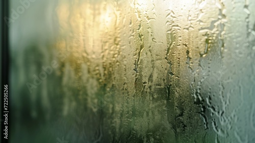 Captivating raindrops on a window create an abstract reflection, evoking a sense of serenity and the beauty in nature's delicate details