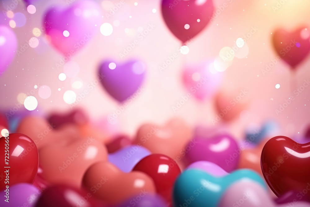 Abstract Heart Balloons with Beautiful Bokeh Lights