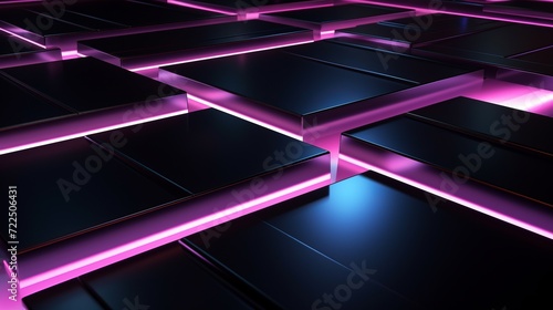 Abstract technology background, square composition with glowing lines