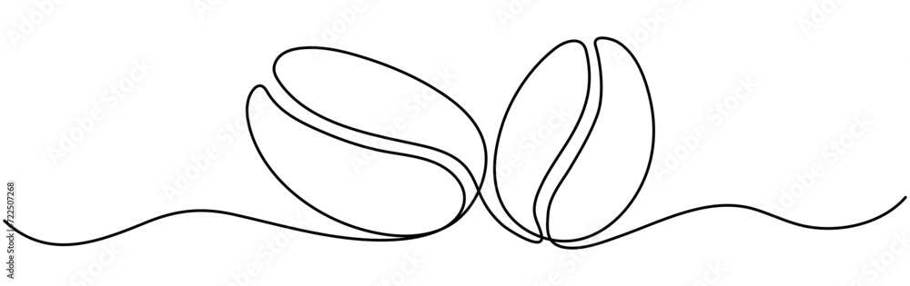 Coffee bean continuous line drawing. Coffee grain. Vector illustration isolated on white. Coffee bean continuous line drawing. Coffee grain. Vector illustration isolated on white.