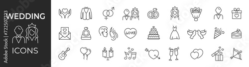 Wedding icon set. Vector illustration.