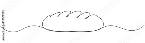 Bread continuous line drawing. French baguette. Vector illustration isolated on white.