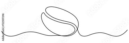 Coffee bean continuous line drawing. Coffee grain. Vector illustration isolated on white.