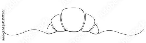 Croissant continuous line drawing. Vector illustration isolated on white.