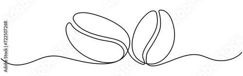 Coffee bean continuous line drawing. Coffee grain. Vector illustration isolated on white.