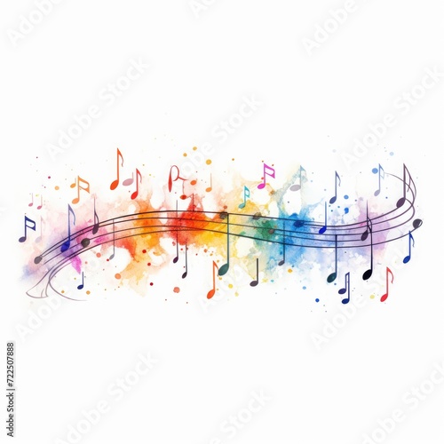 Watercolor-Style music notes with White Background