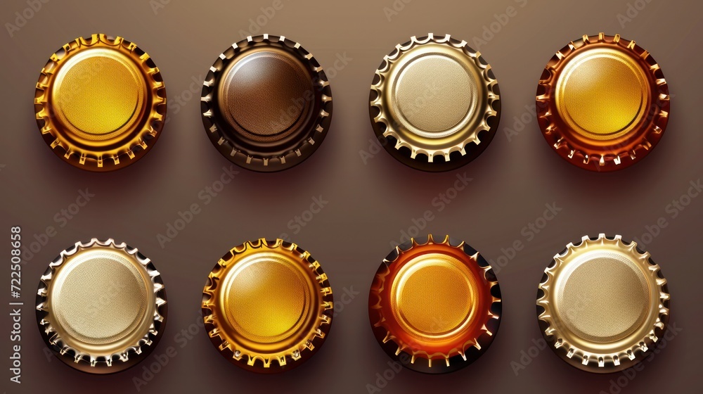 Drink caps set. Drink bottles caps collection decent vector realistic templates Drink caps set. Drink bottles caps collection decent vector realistic templates