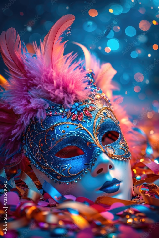 Enchanting Mask with Feathers and Sparkles