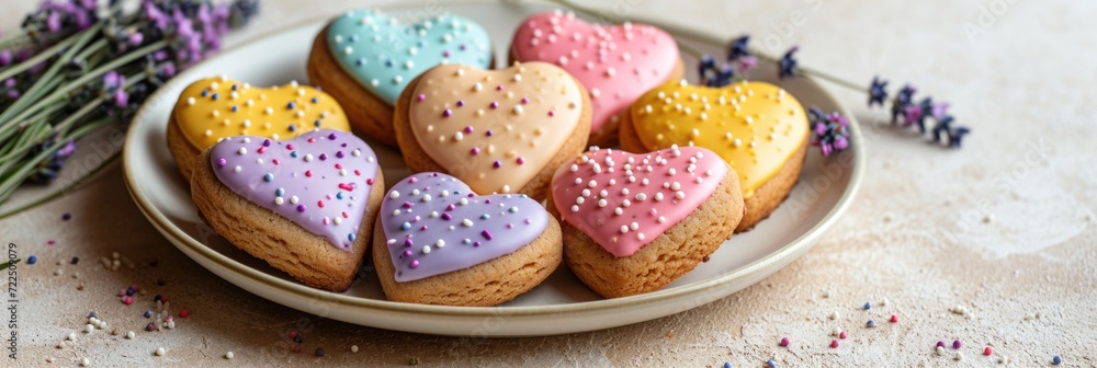 Heart-Shaped Cookies Decorated with Love