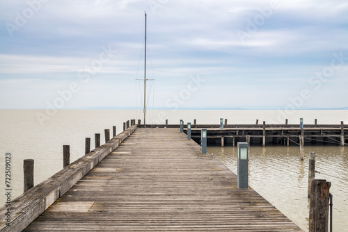 Port pier at The Neusiedl am See lake  Austria  Europe.