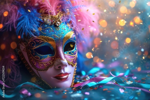 Vibrant Masquerade Mask for Carnival Celebration © Ivy